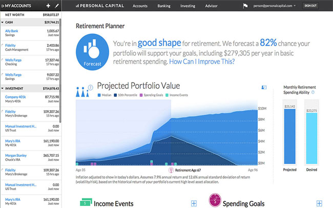 Personal Capital retirement planner